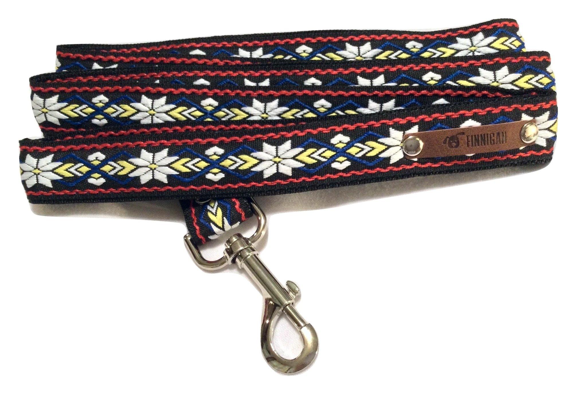 Finnigan Designer 7ft Dog Lead featuring double-layer nylon webbing and strong metal hardware, perfect for stylish and durable dog walks.